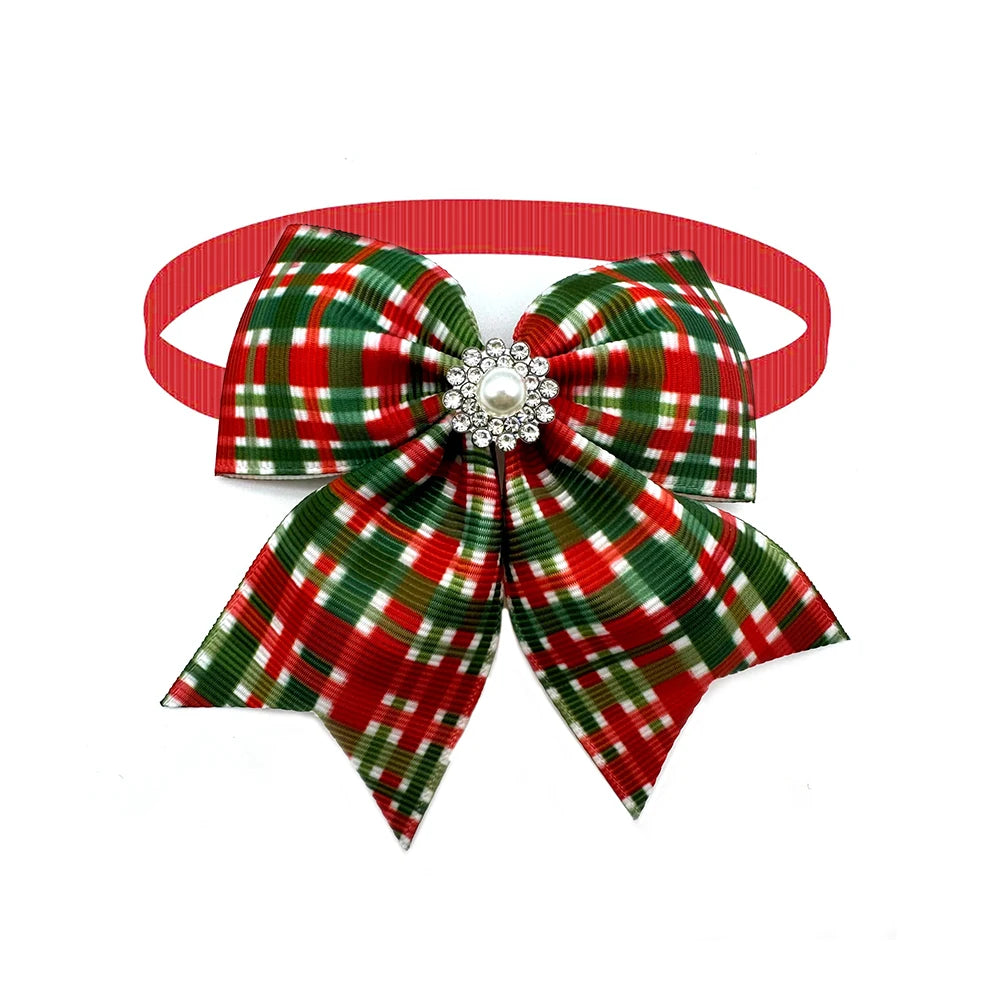 50pcs Christmas Pet Dog Bow Ties Puppy Collar Pearl Style Dog Bow Tie Puppy Collar for Small Dog Cat Grooming Products