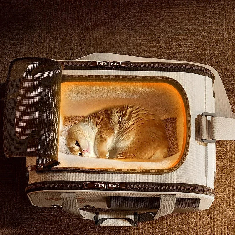 Winter Warm Cat Carrier Bag Portable Backpack Shoulder Pet Bag for Outdoor Travel Breathable Soft Small Dog Travel Carrier