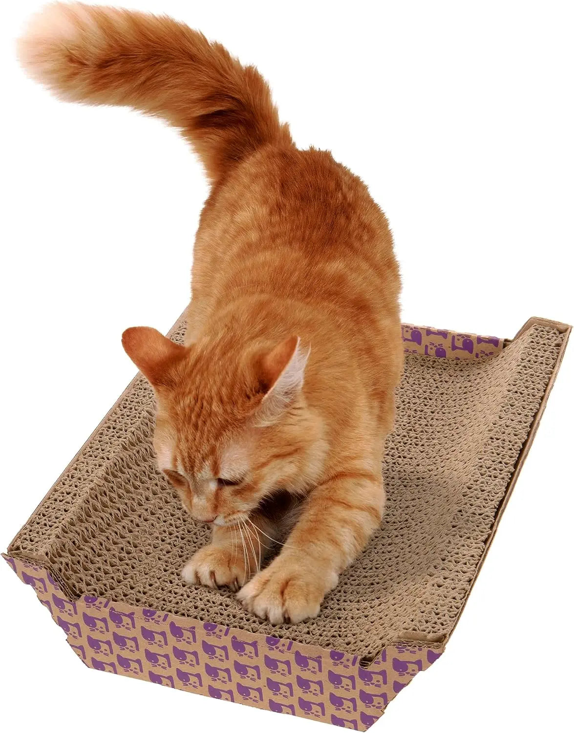 Corrugated Cat Scratcher with Catnip Infusion, Doubles as Cozy Bed for Feline Comfort and Furniture Protection