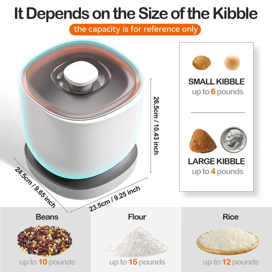 Airtight Cat Food Container for Small Dog Bird Pet Treats amp Dry Food 6 lbWhite
