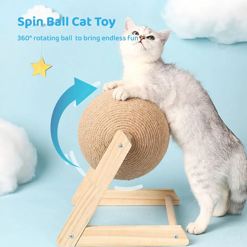 Kitten Cat Scratching Ball Toy Sisal Rope Ball Board Grinding Paws Toys Cats Scratcher Wear-Resistant Wood Scratcher Pet Toy