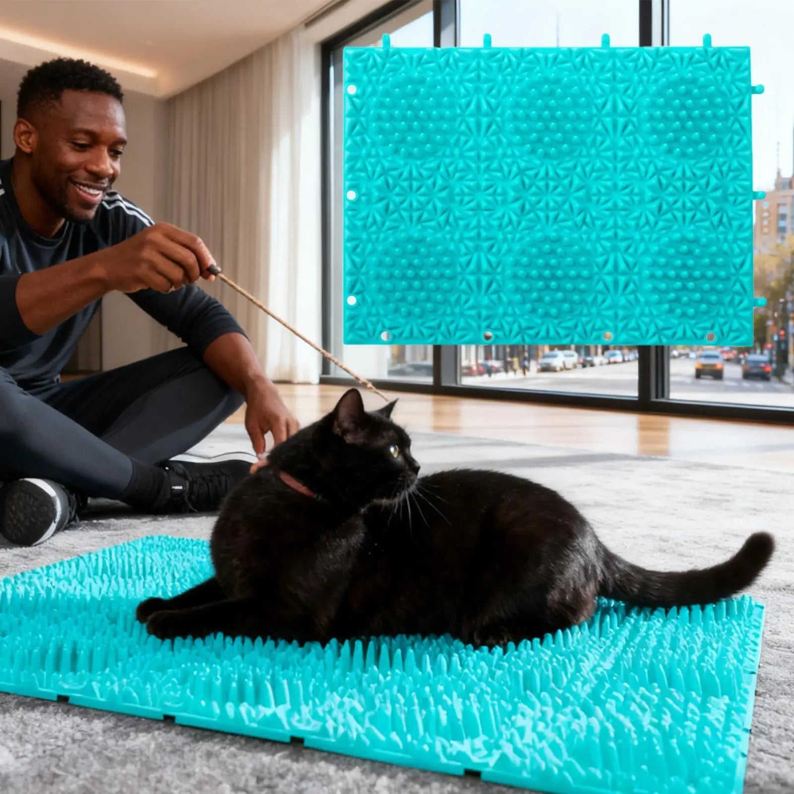 Cat Scratch Mat Floor Scratcher Itchy Skin Relief 9.7x7.1inch Massage Cat Scratch Rug For Grinding Claws Stress Floor Enrichment