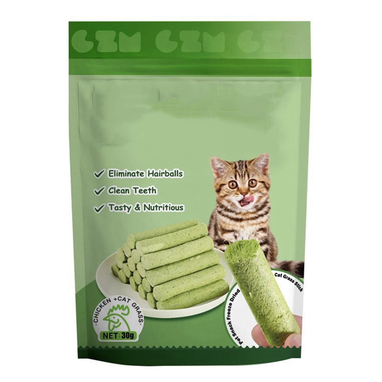 6-60Pcs/set Cat Grass Teeth Stick Cat Hugs and Meows Teeth Stick Cat Teeth Cleaning Hairball Removal Cat Grass Teething Sticks