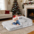 Large Foldable Dog Bed for Kids and Pets, Orthopedic Memory Foam Sofa with Blanket, Grey 54x38 Inches