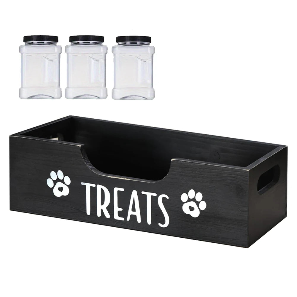 Wooden Dog Treat Storage Holder Airtight Large Capacity Pet Snack Organizer with Custom Labels Transparent Design for Gift Suppl