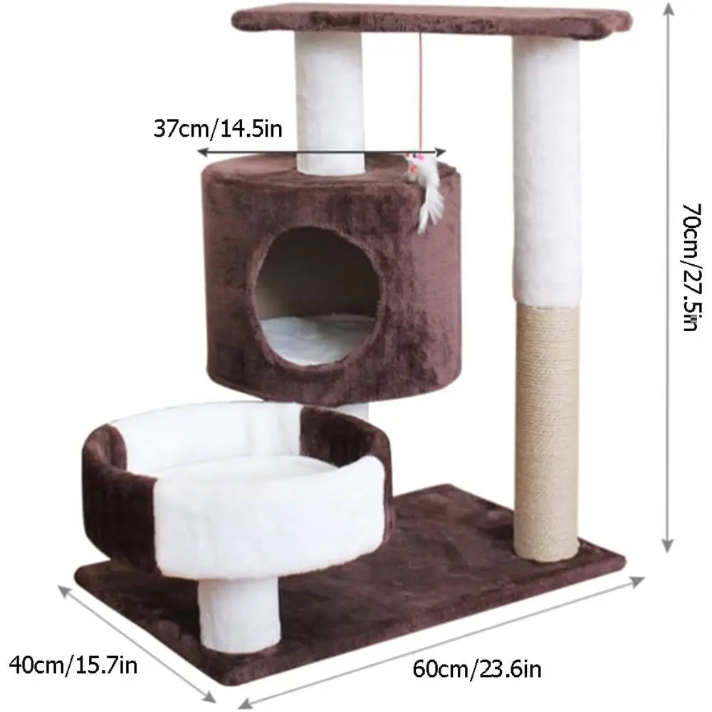 Multi-Level Cat Condo with Hammock, Sturdy Indoor Cat Climbing Tower for Play and Rest
