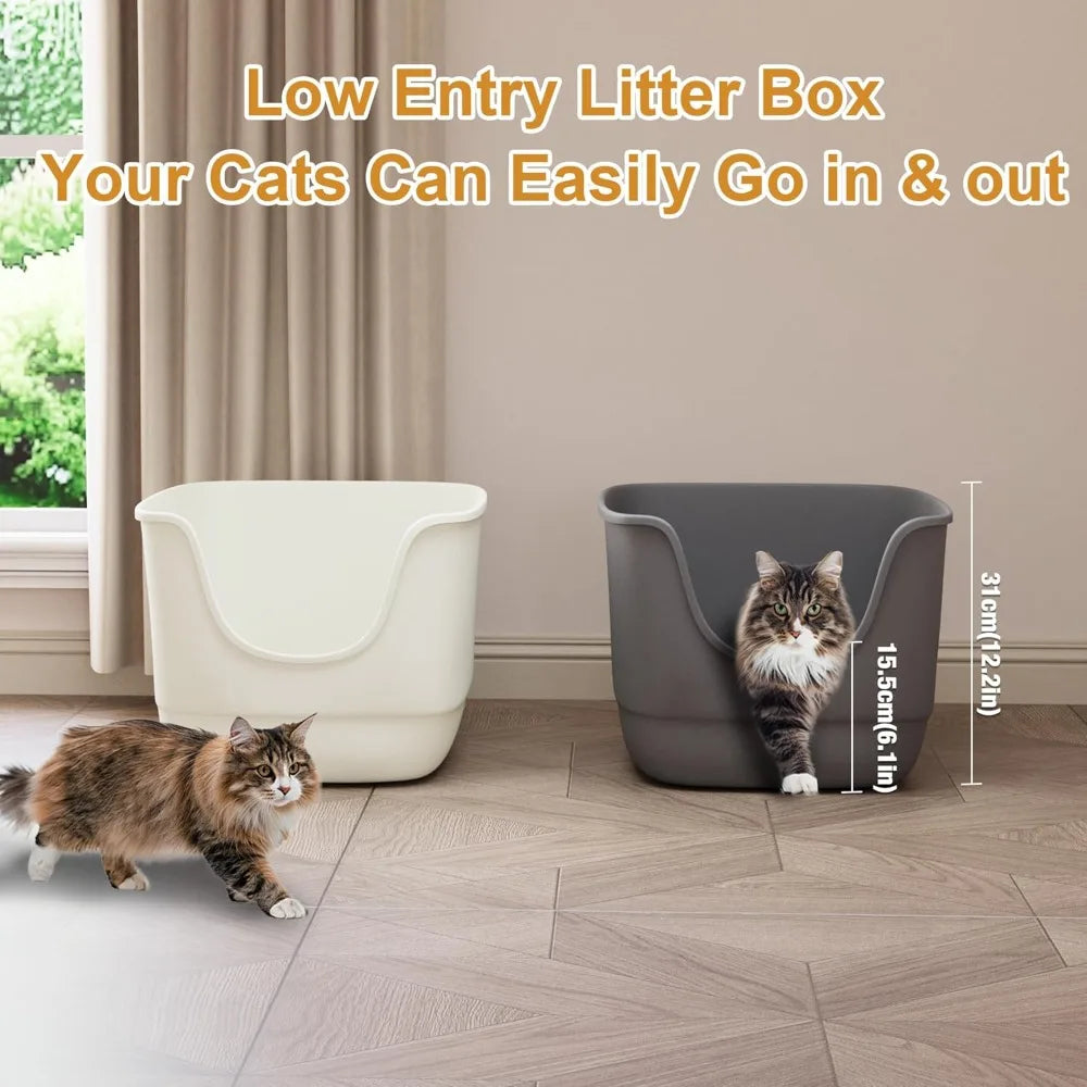 Extra Large Jumbo Cat Litter Box for Multiple Cats, 24.6L x 18.3W x 12.2H, Open Top Design, Ideal for Large Feline Families