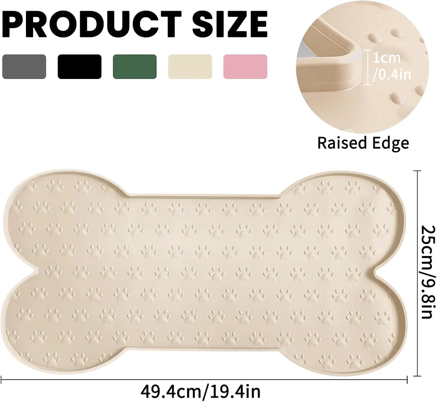 Anti-Slip Silicone Dog & Cat Feeding Mat – Waterproof Pet Bowl Mat with Raised Edge