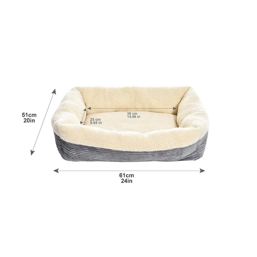 24Inch Machine Washable Self Warming Pet Bed For Cat or Dog, Rectangle, Grey, 24L x 20W x 7H