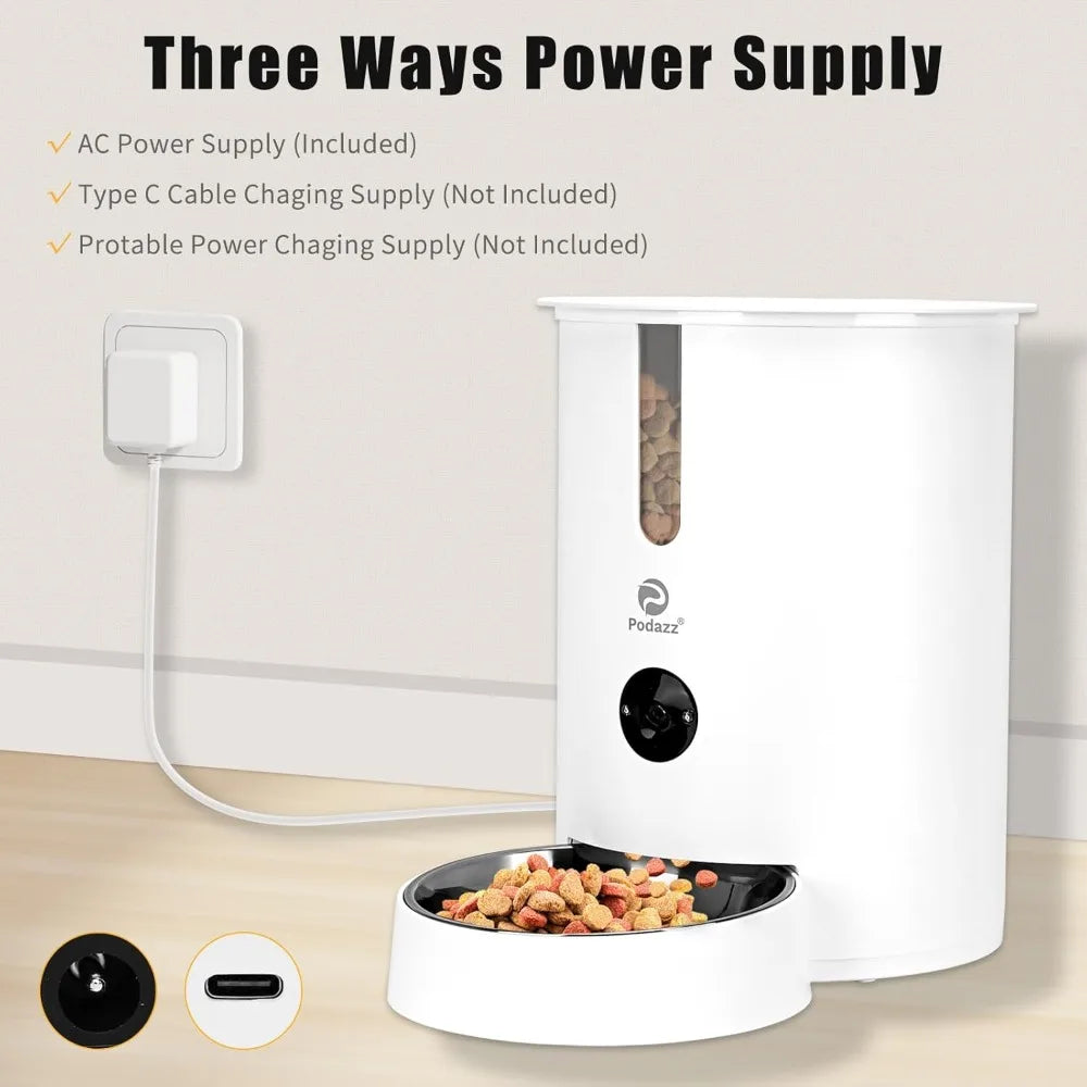 Automatic Cat Feeder with 1080P HD Camera Smart App Control 5G WiFi Pet Food Dispenser 2-Way Audio Voice Recorder Night