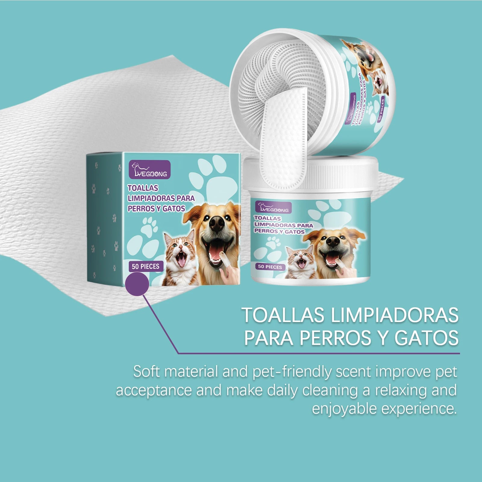 Yegbong Pet Teeth Cleaning Wipes Promote Pet Oral Health Eliminating Bad Breath Refreshing Prevent Decay Tooth Cleaning Wipes