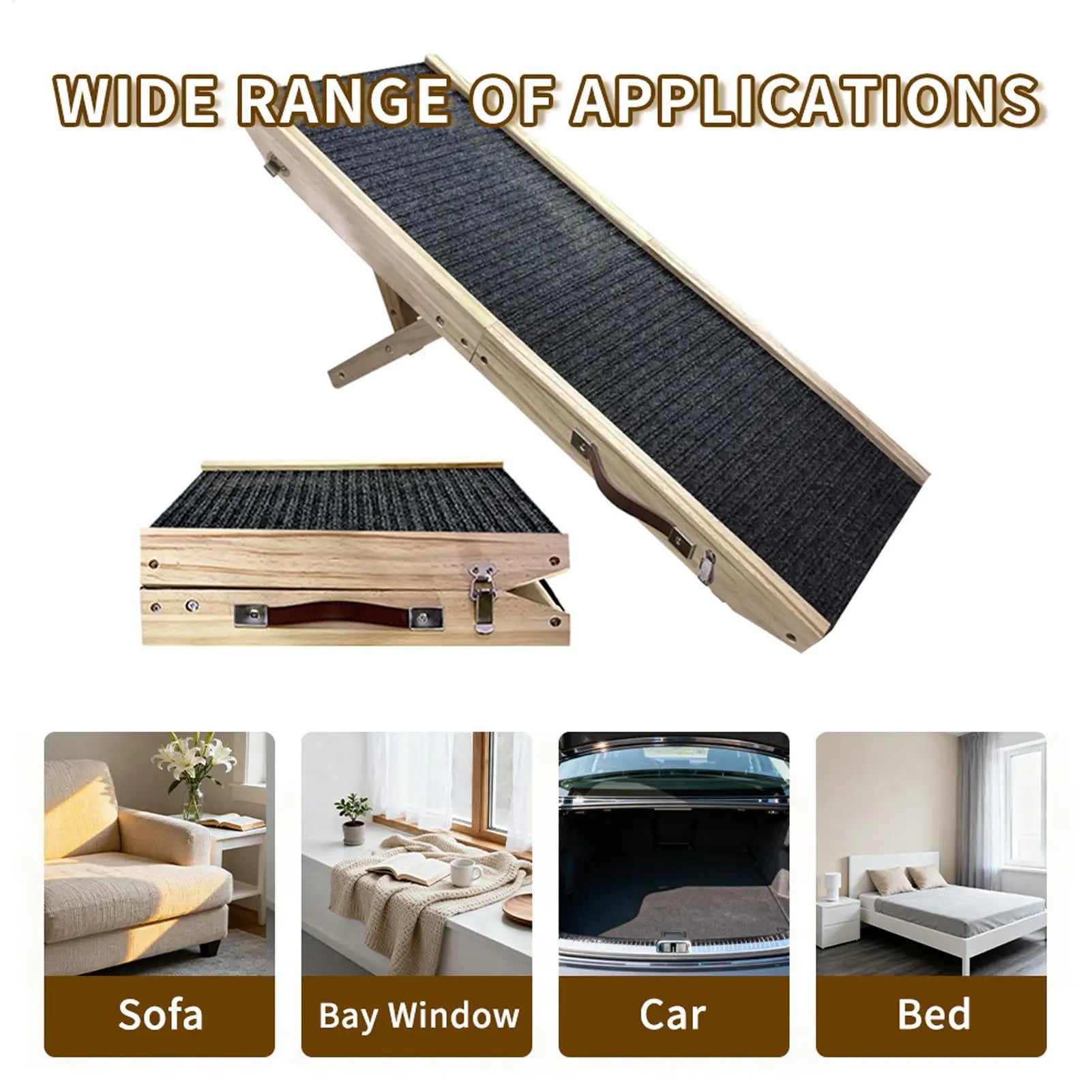 Dog Ramp For Couch 4-Level Foldable Portable Stairs Wooden Dog Steps For Bed For Dogs Cats Couch Suv Indoor Various Furniture