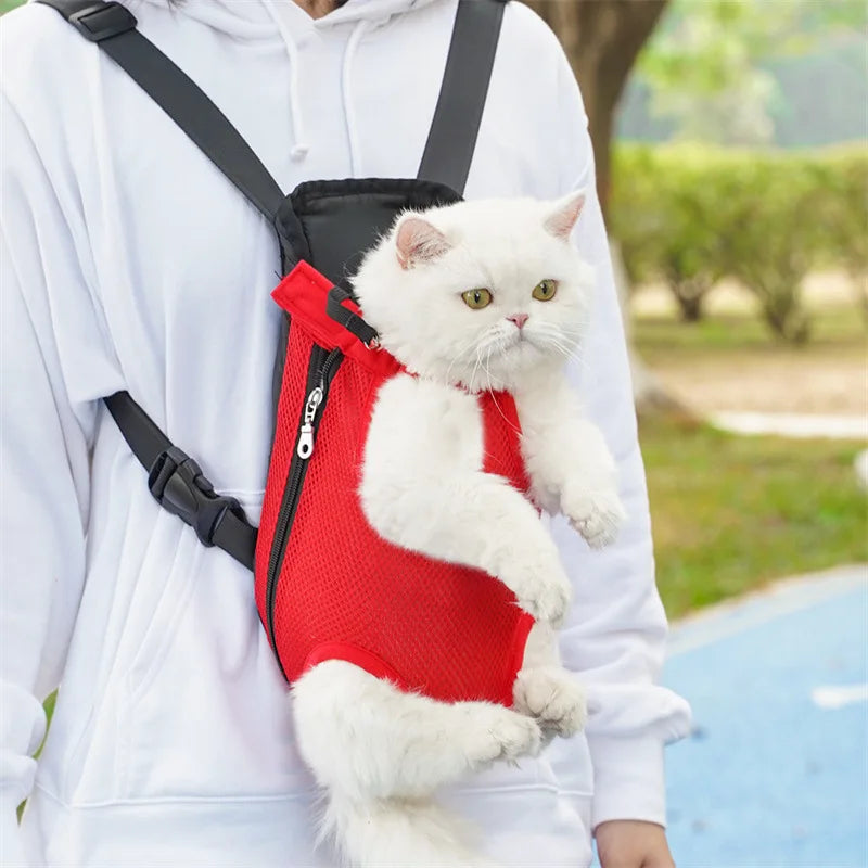 Adjustable Cat Dog Carrier Bag Pet Double Shoulder Backpack Portable Bag Outdoor Travel Camping Hiking Chest Strap Bag