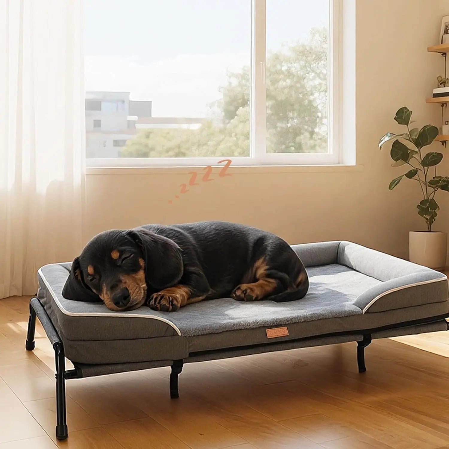 Orthopedic Dog Bed 32x25 Inch, Egg Crate Foam Pet Bed for Small Dogs, Indoor Outdoor Use, Supports 40lb, Grey