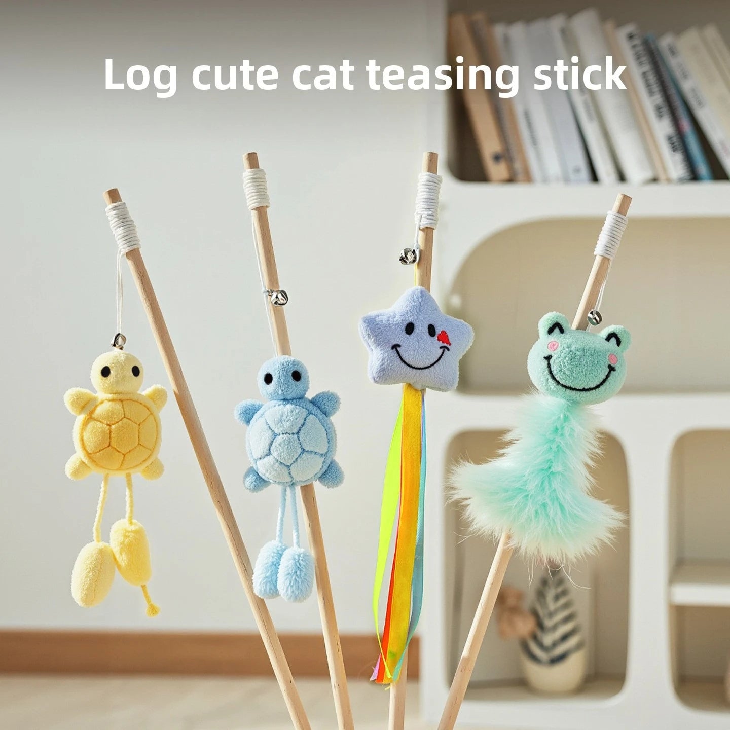 Cat Toys Wooden Toy for Cats Teaser Stick Bite Resistant Tortoise Cat Toys Interactive Durable Cats Toy with Bell Pet Products