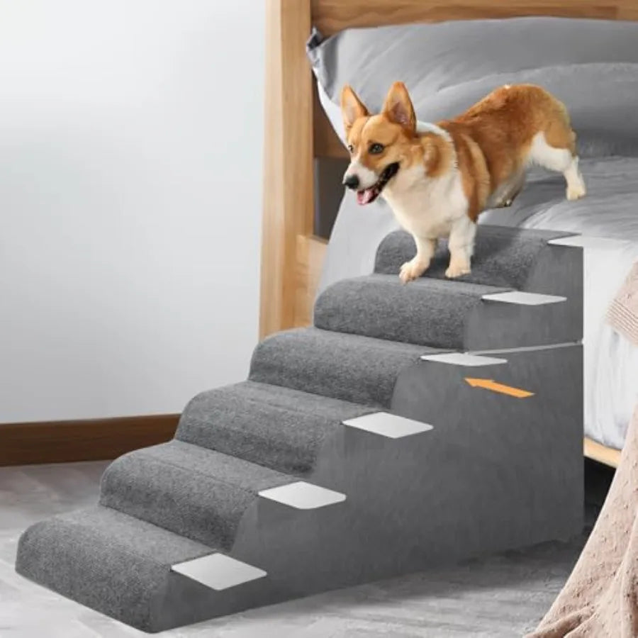 6 Steps Dog Steps for High Bed 25.5 Inch High Dog Stairs for Small Dogs Waterproof Pet Stairs for Small Old Large Dogs and Cats