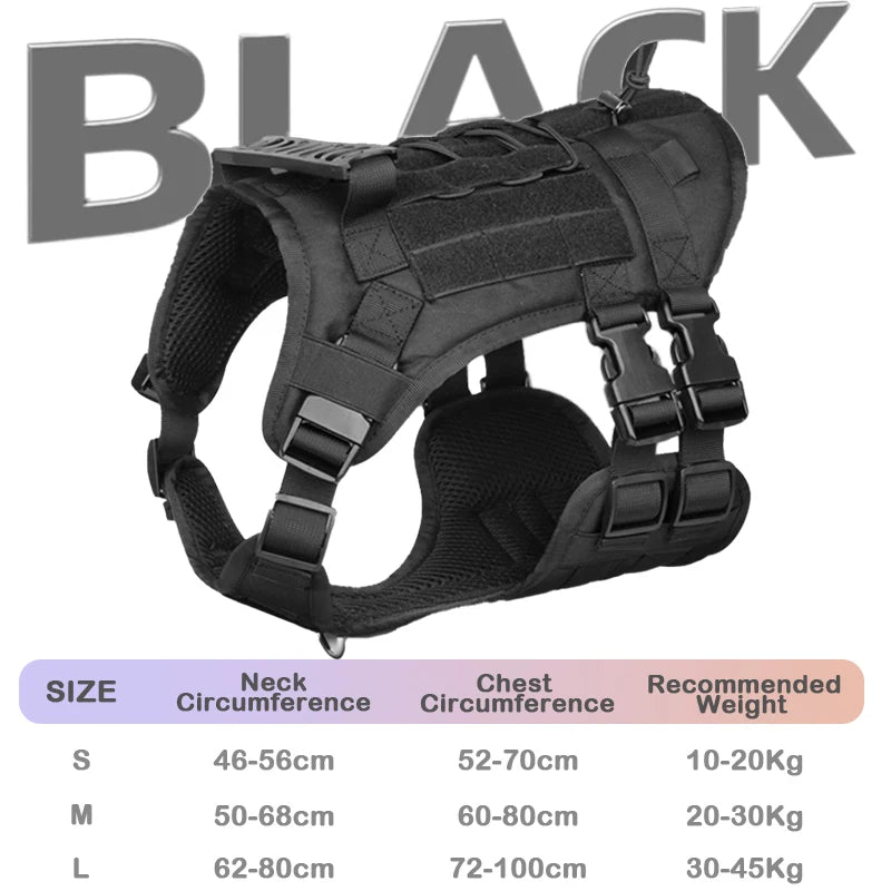 Tactical Reflective Military Dog Harness Vest For Large Dogs Working Dogs With Handle Easy Control Adjustable Harnesses