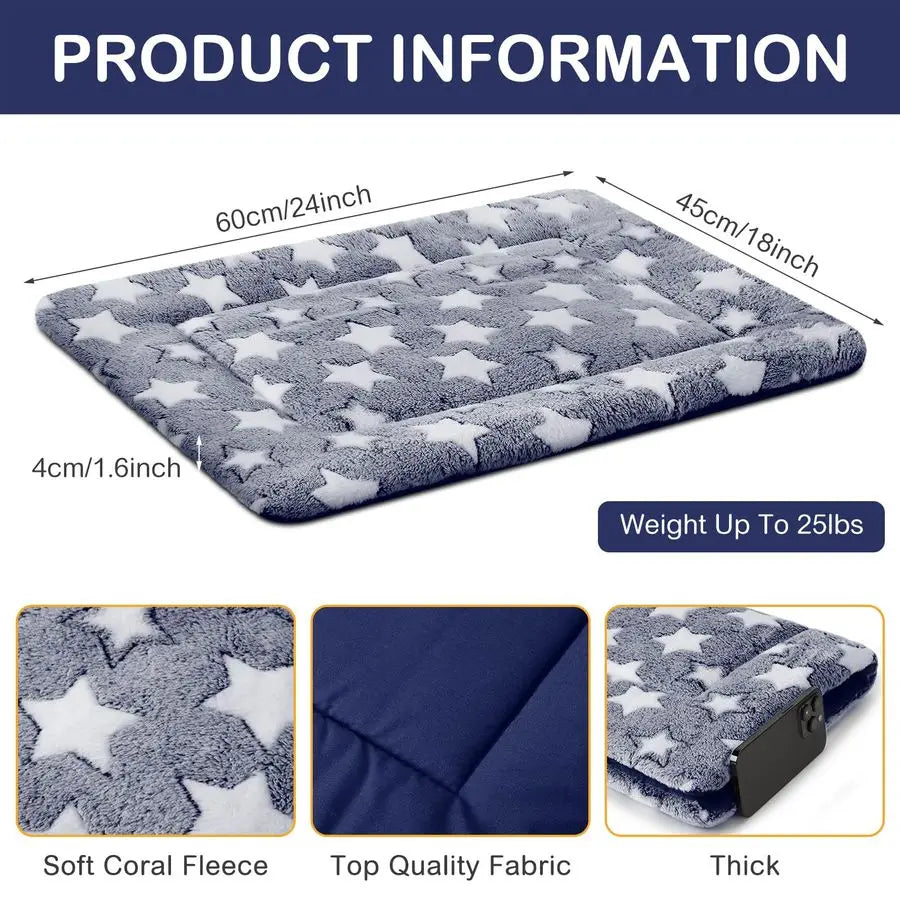 4 Pcs Winter Dog Crate Pads, Ultra Soft Warm Washable Dog Cat Bed Mat for Pet Crate Comfortable Replaceable Reversible Kennel Pa