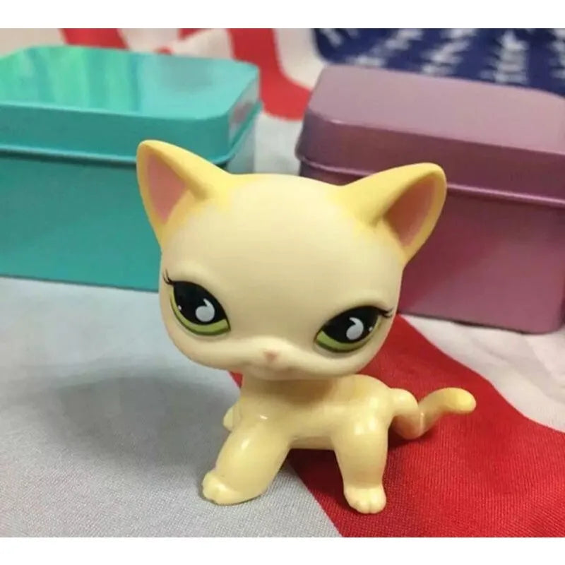 2" Mini Pet Shop  Yellow Short Hair Cat Green Eyes Animal LPS Figure #733