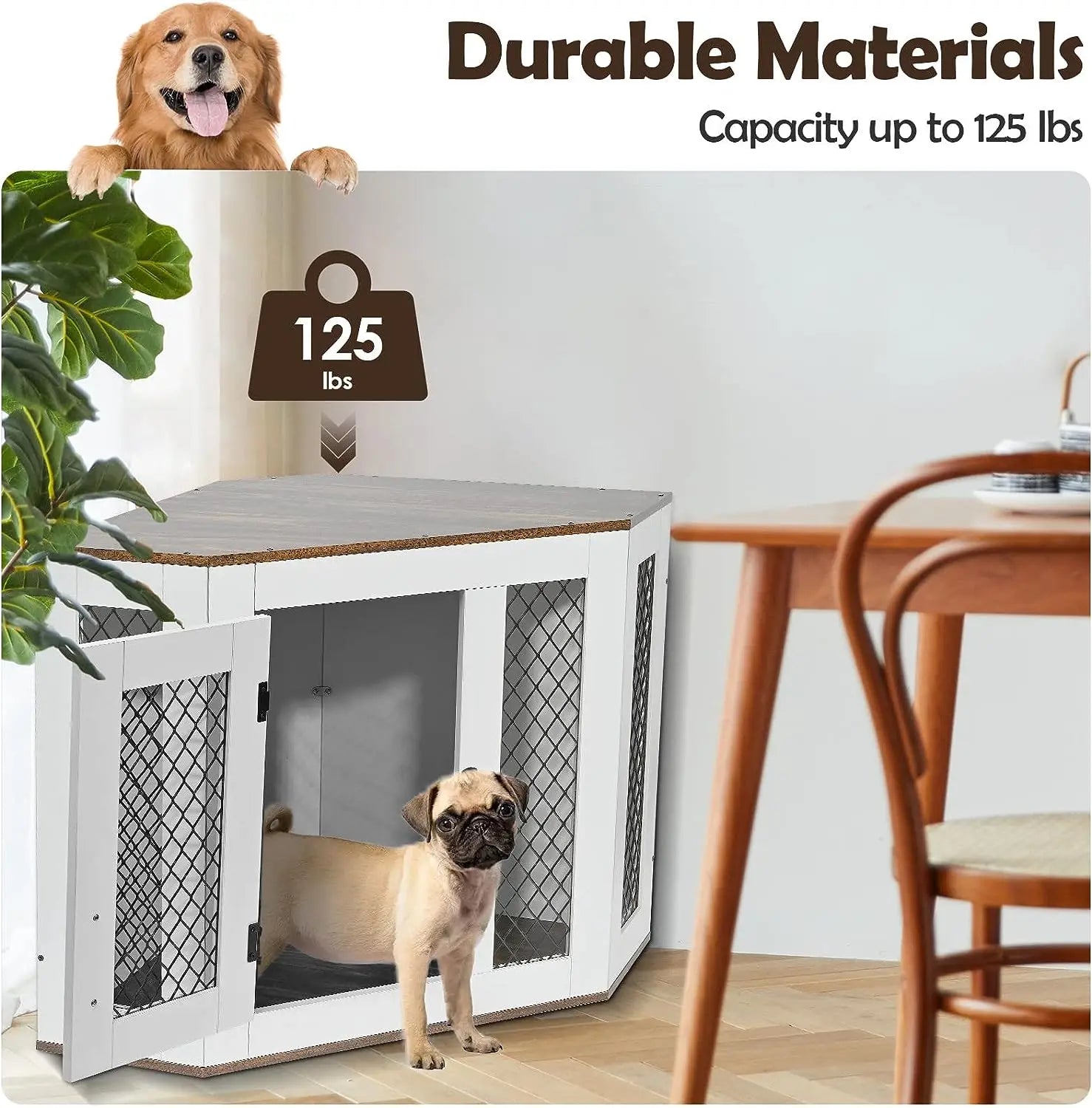 Dog Crate Furniture Wooden Dog Kennel End Table with Door Furniture Style Dog House