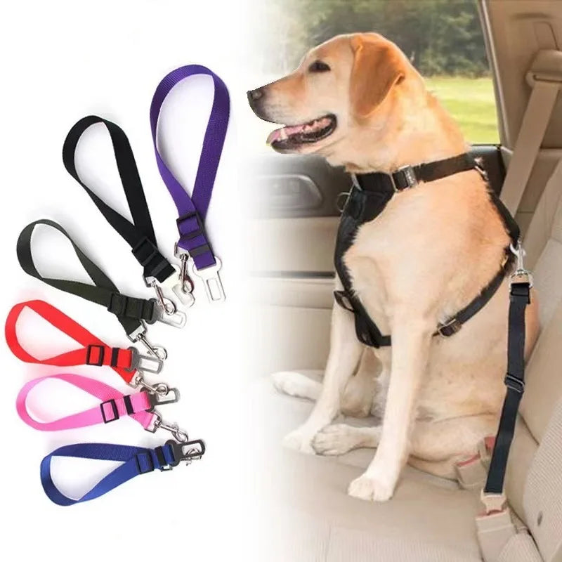 Pet Car Safety Belt Adjustable Dog Seat Belt Harness Lead Pet Seatbelt Puppy Cat Car Travel Strap Dog Leash Accessories