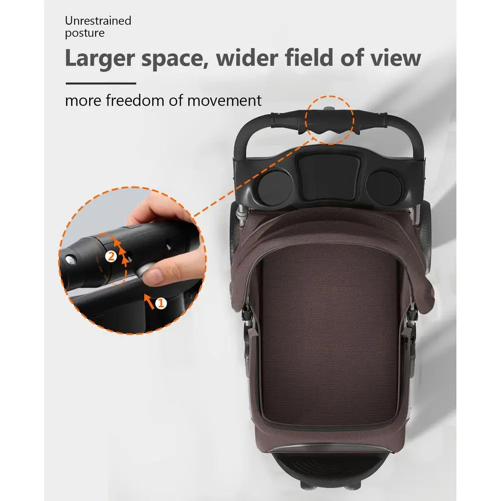 3-Wheel Pet Stroller for Small/Medium Dogs & Cats, Portable Travel Carrier with Rear Brake, Storage Basket, Mesh Visibility, and