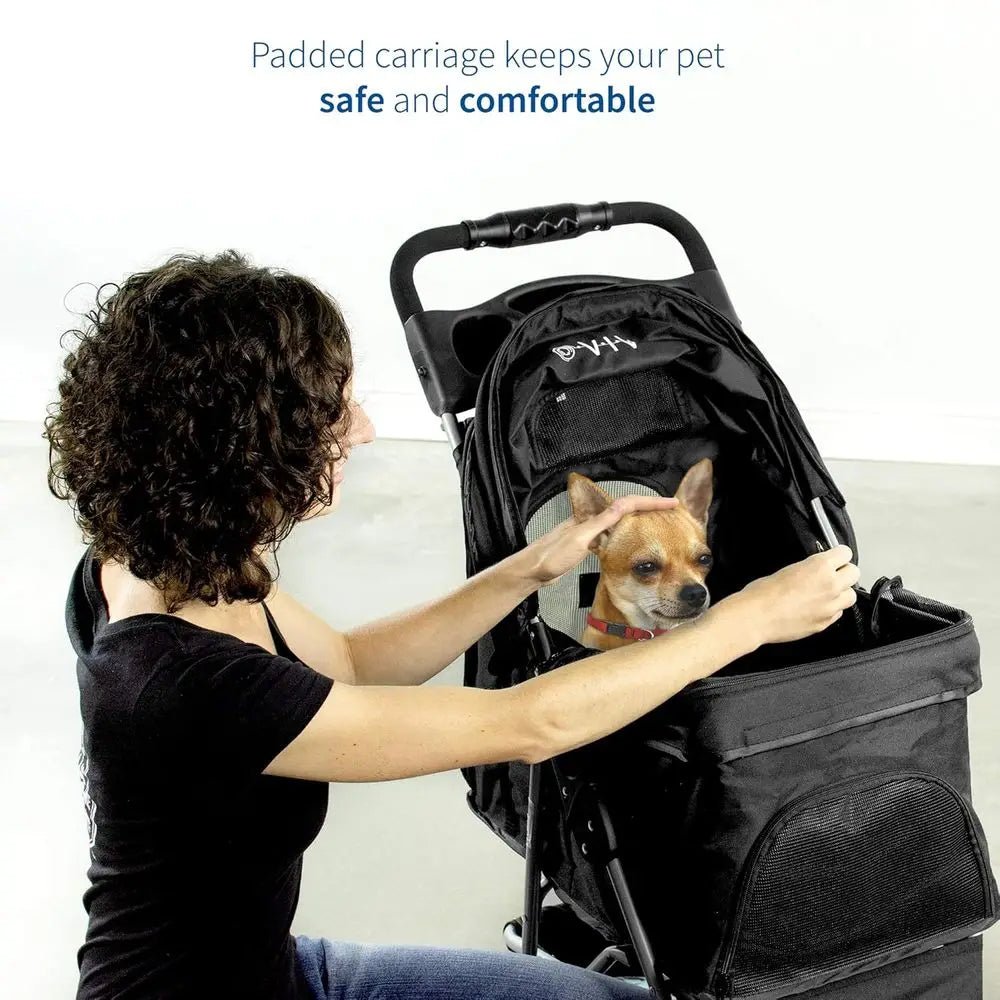 3-Wheel Pet Stroller for Cats, Dogs, and More, Foldable Carrier Strolling Cart