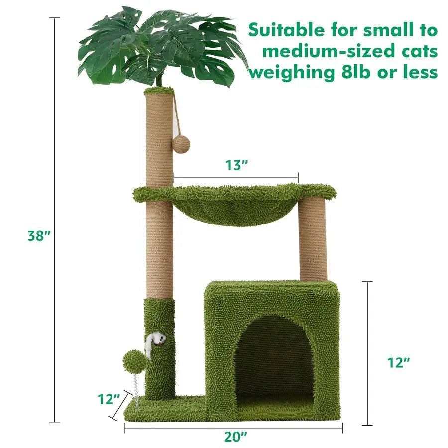 Cat Tree Tower for Indoor Cats MultiFunctional Comfy Cat Bed with Sturdy Scratching Post, Cozy Hammock for Kittens and Small Cat