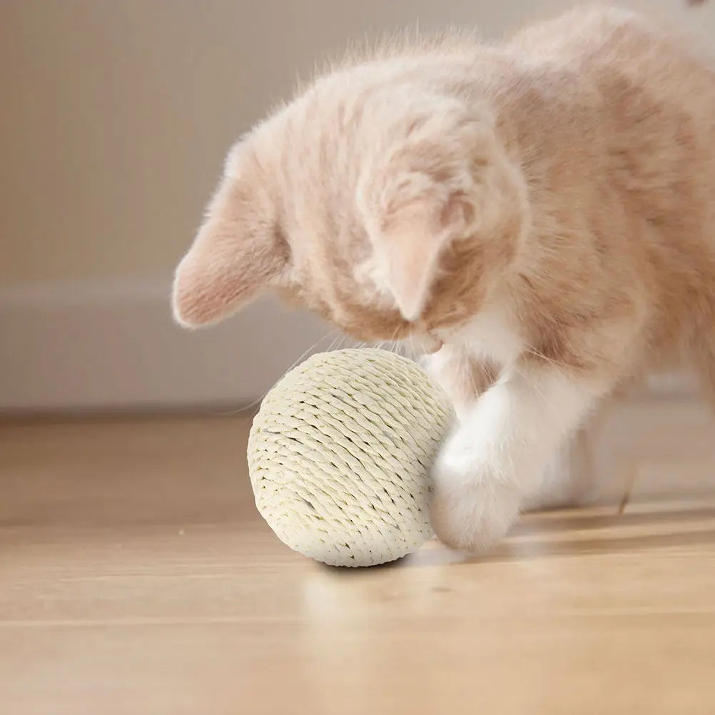 2Pcs Jute Scratching Ball for Cats Large Wear-Resistant Cat Scratcher Indoor Exercise Tool Reusable Pet Ball for Home Use