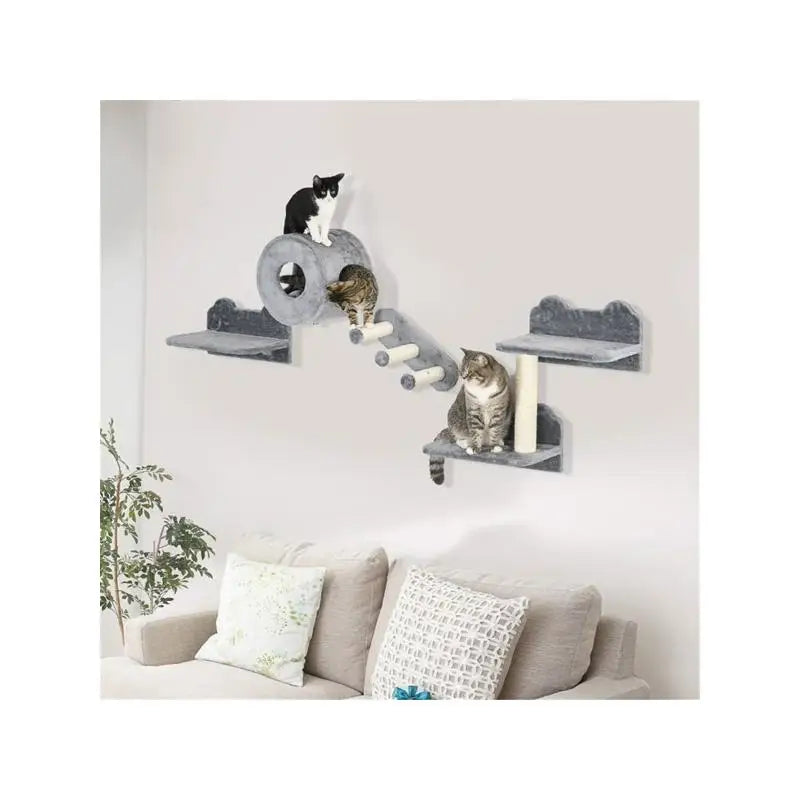 Cat Wall Shelves Cat Trees Climbing Tower for Cats - Space-Saving Vertical Furniture for Indoor Cats, Easy to Install and