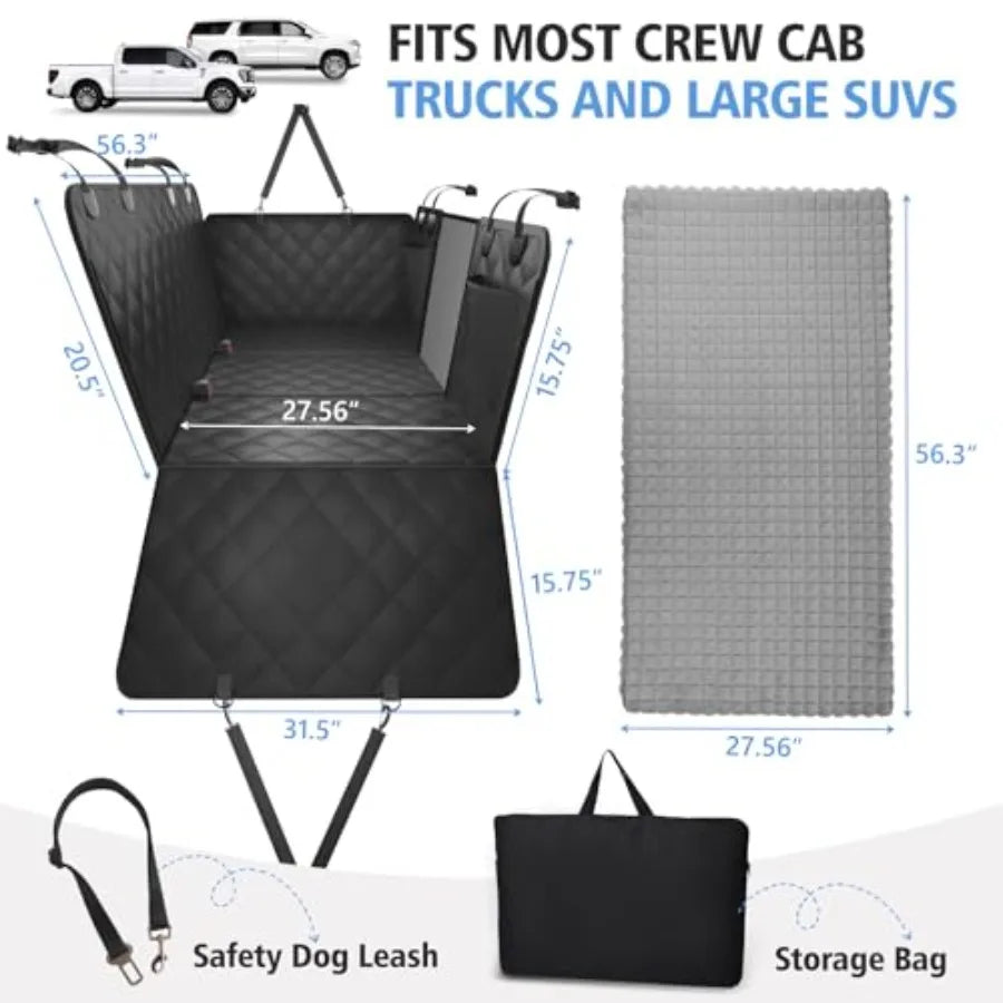 Truck Back Seat Extender for Dogs with Thick Egg Crate Foam Fuzzy Blanket Bed Mat Soft Pet Car Seat Covers Sturdy Backseat Truc