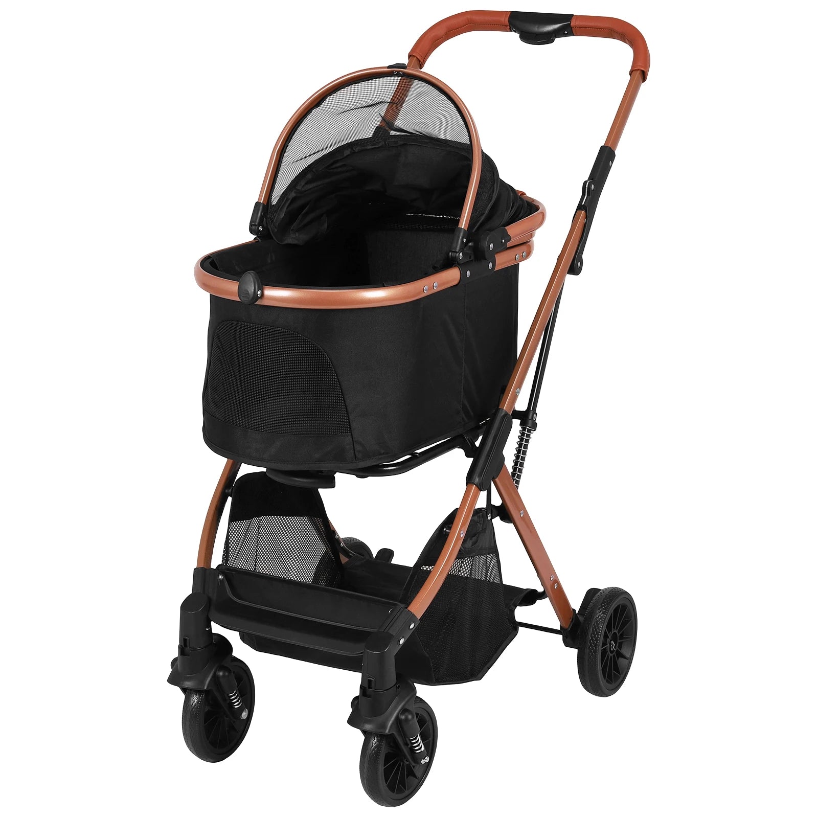 Smooth-Ride Dog Stroller All Terrain 4 Wheels Folding Stroller Foldable & Ventilated with Sun Shades for Small Medium Dogs Cats