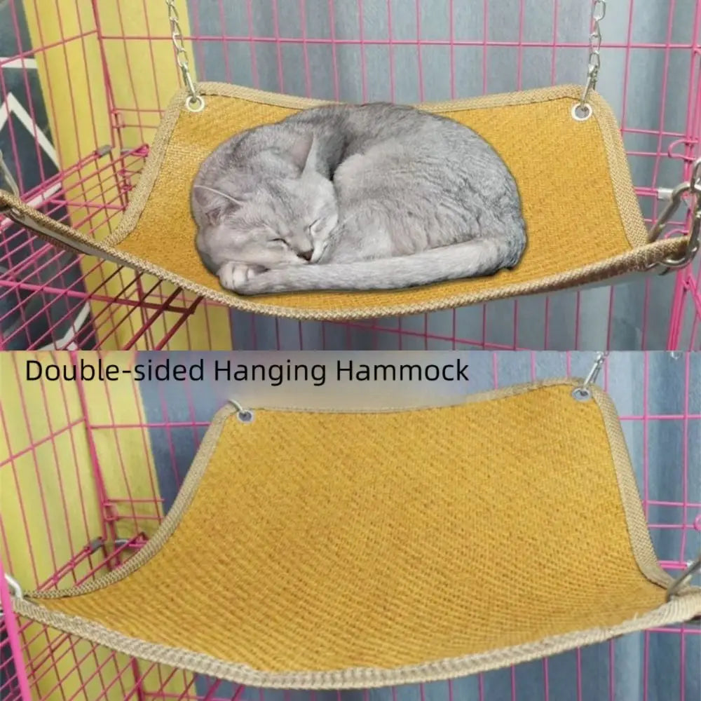 Double-sided Cat Hammock Bed Breathable Wear Resistant Pet Cage Hammock with Hanging Hook Durable Cat Swinging Nest