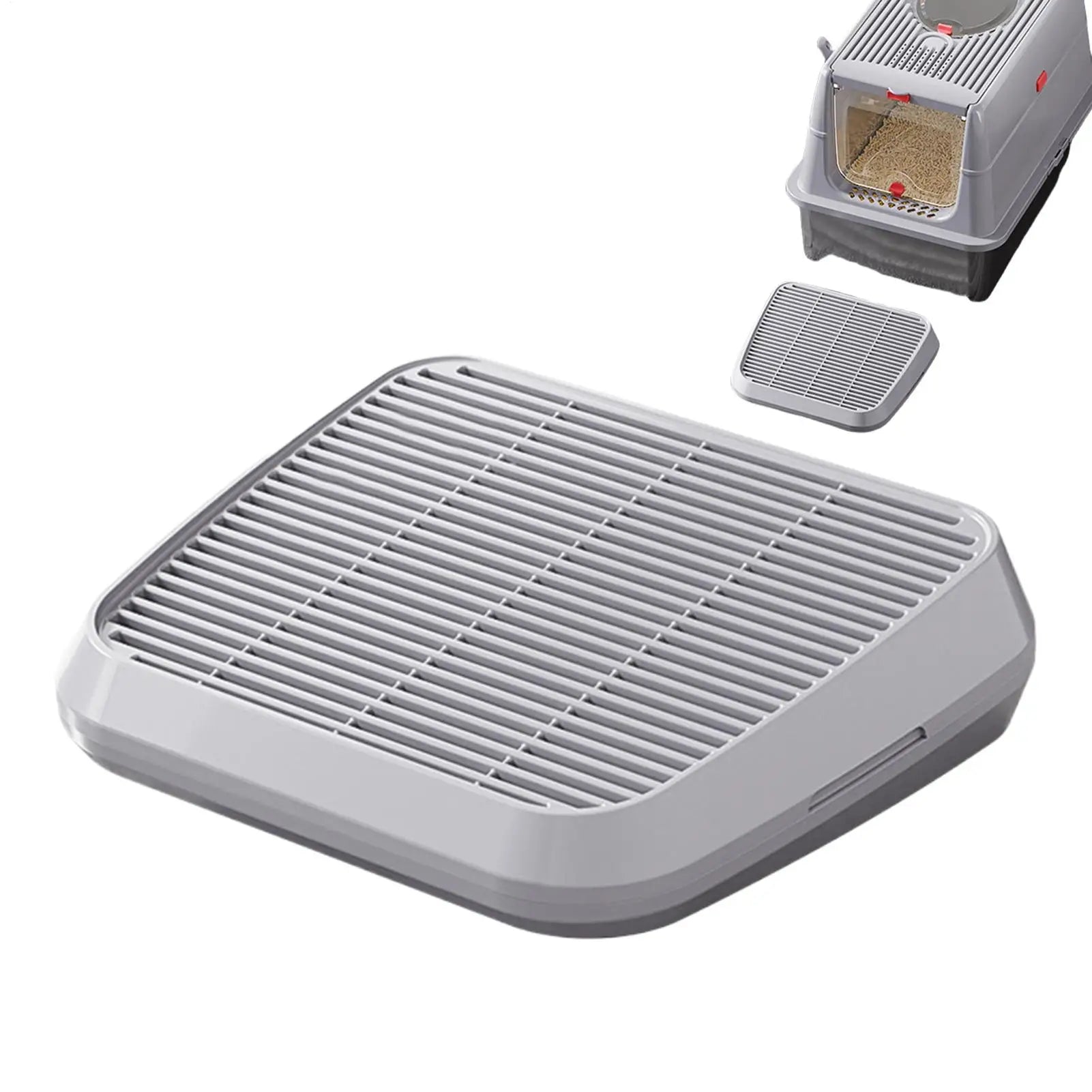 Litter Box Step Cat Litter Catcher Mat Ramp Double Layer Elevated Tray with Filter Function Non-Slip Trapper Easy Cleaning