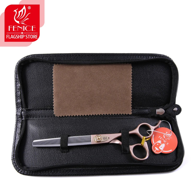 Fenice 7.0/7.5inch Professional Pet Grooming Scissors Champagne Gold Thinning Scissor for Dogs JP440C Pet Groomer Tools Products