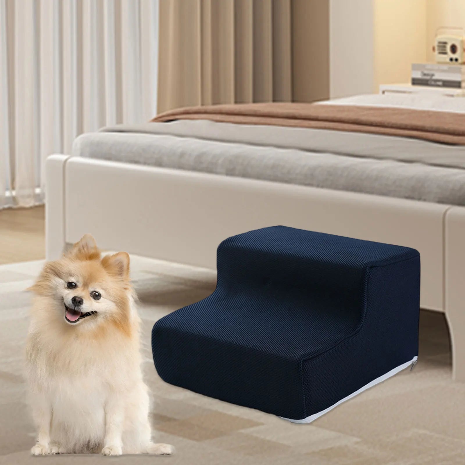 Soft Removable 2 Steps Stairs Pet Ramp Bed Lightweight Non Slip Gentle Slope for Small Cats Puppy Playfulness Training Supplies