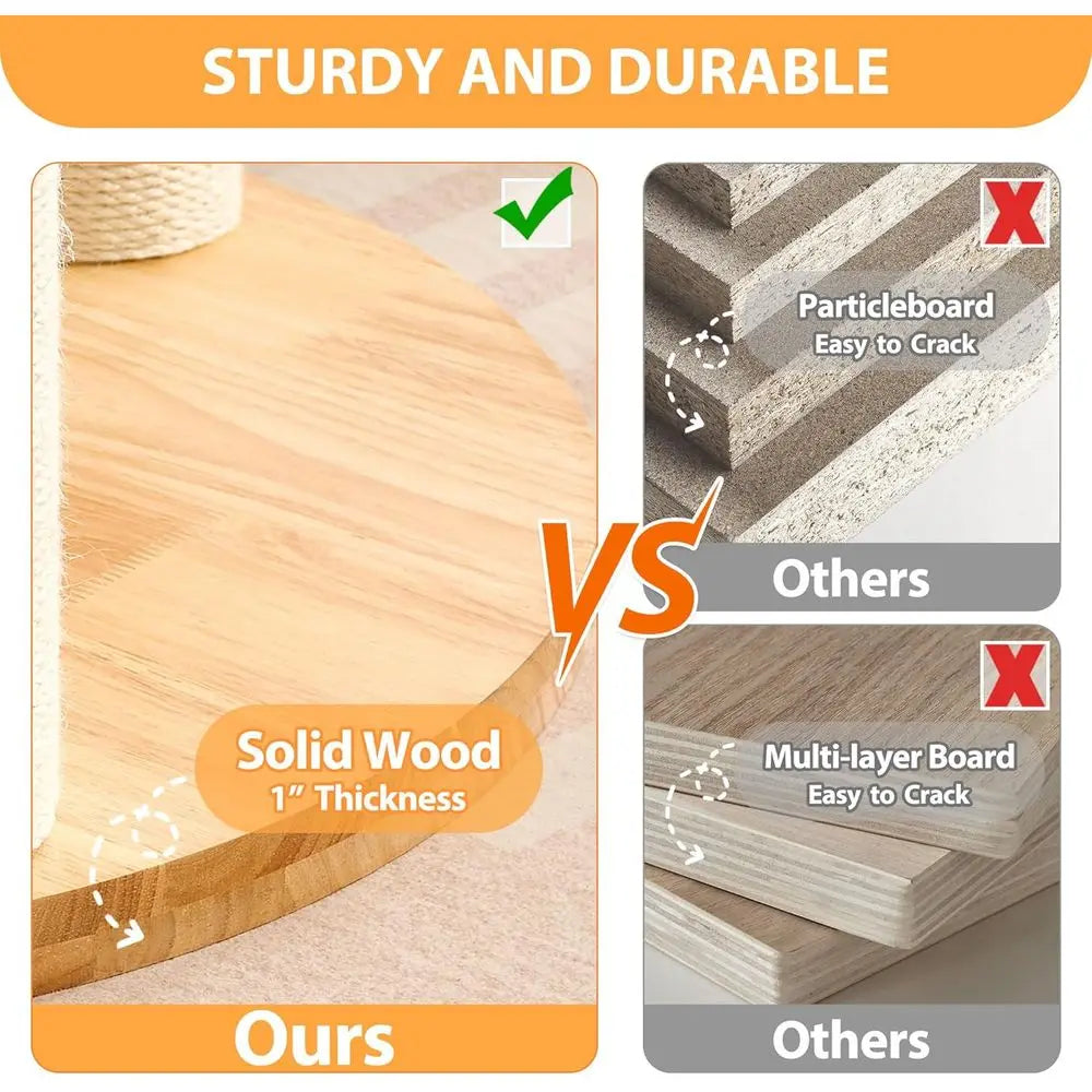 62 High Solid Wood Cat Tower with Scratching Post, Condo, Climbing Ladder, and Removable Bed for Indoor Cats