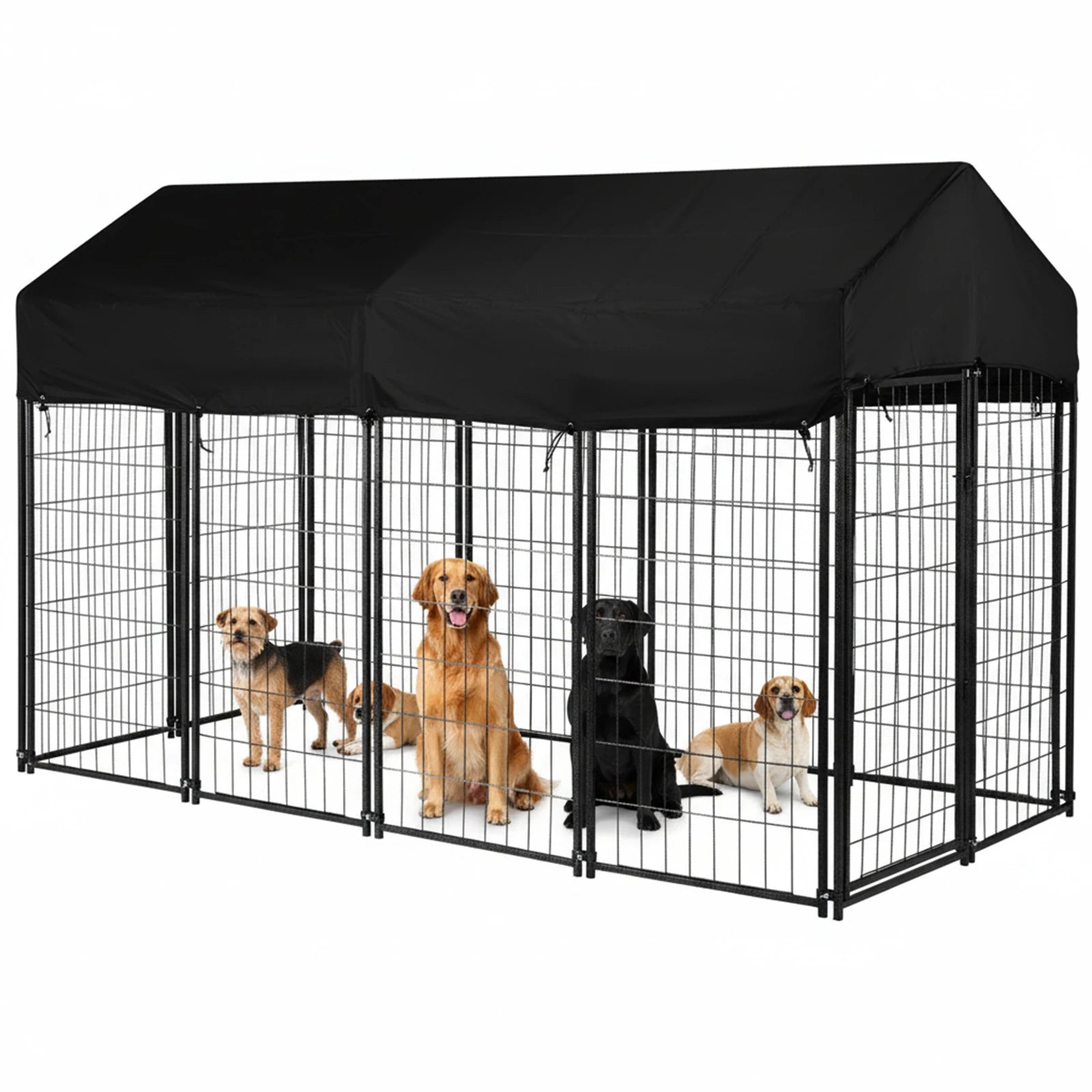 Outdoor Secure Wire Crate Kennel Waterproof Tarpaulin Heavy Duty Welded Wire Steel Dog Playpen Fence for Medium To Small Dog