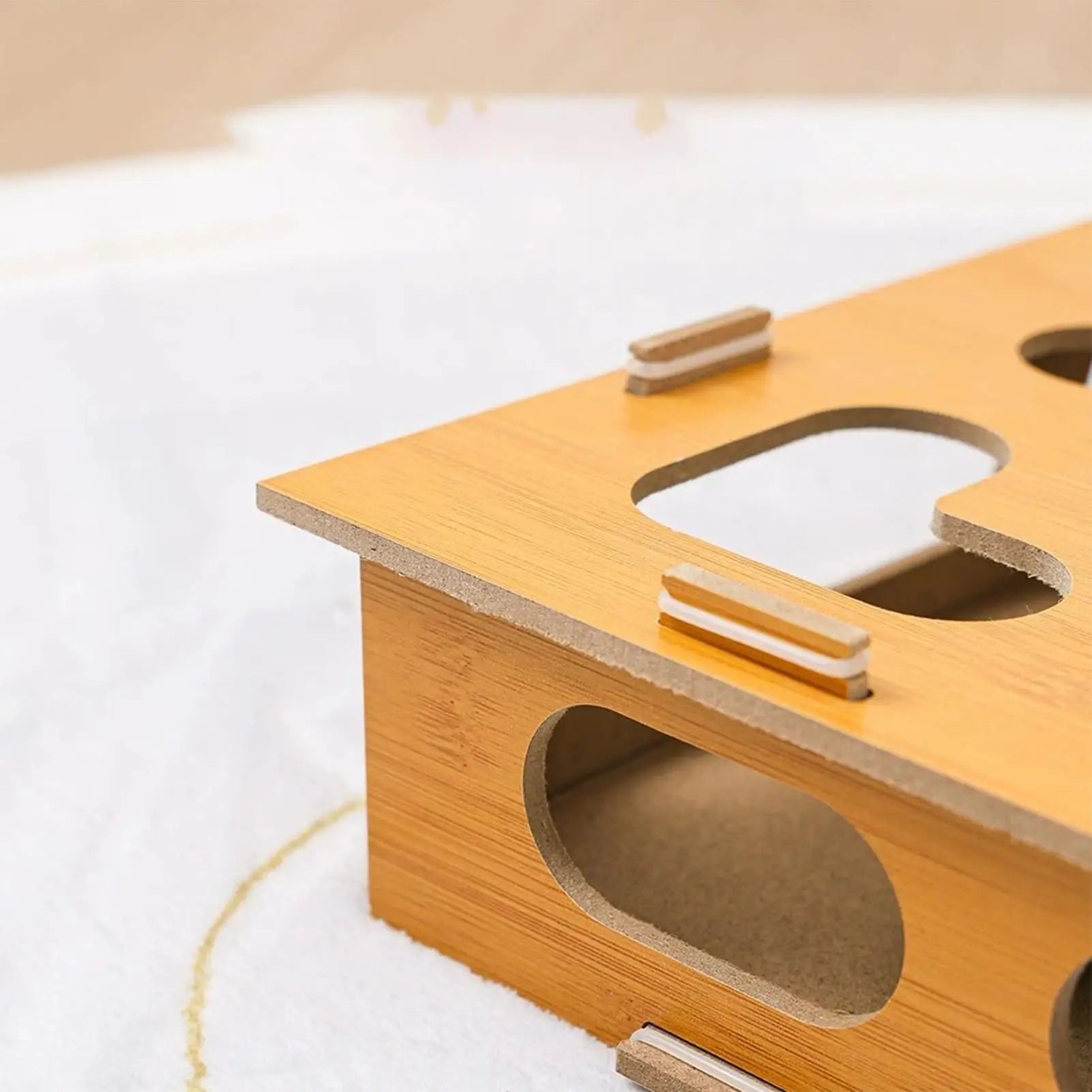 Cat Scratch Puzzle Enrichment Box Wooden Scratcher With Bell Ball Scratching Nail File Box For Cats For Kitten Pet Mental