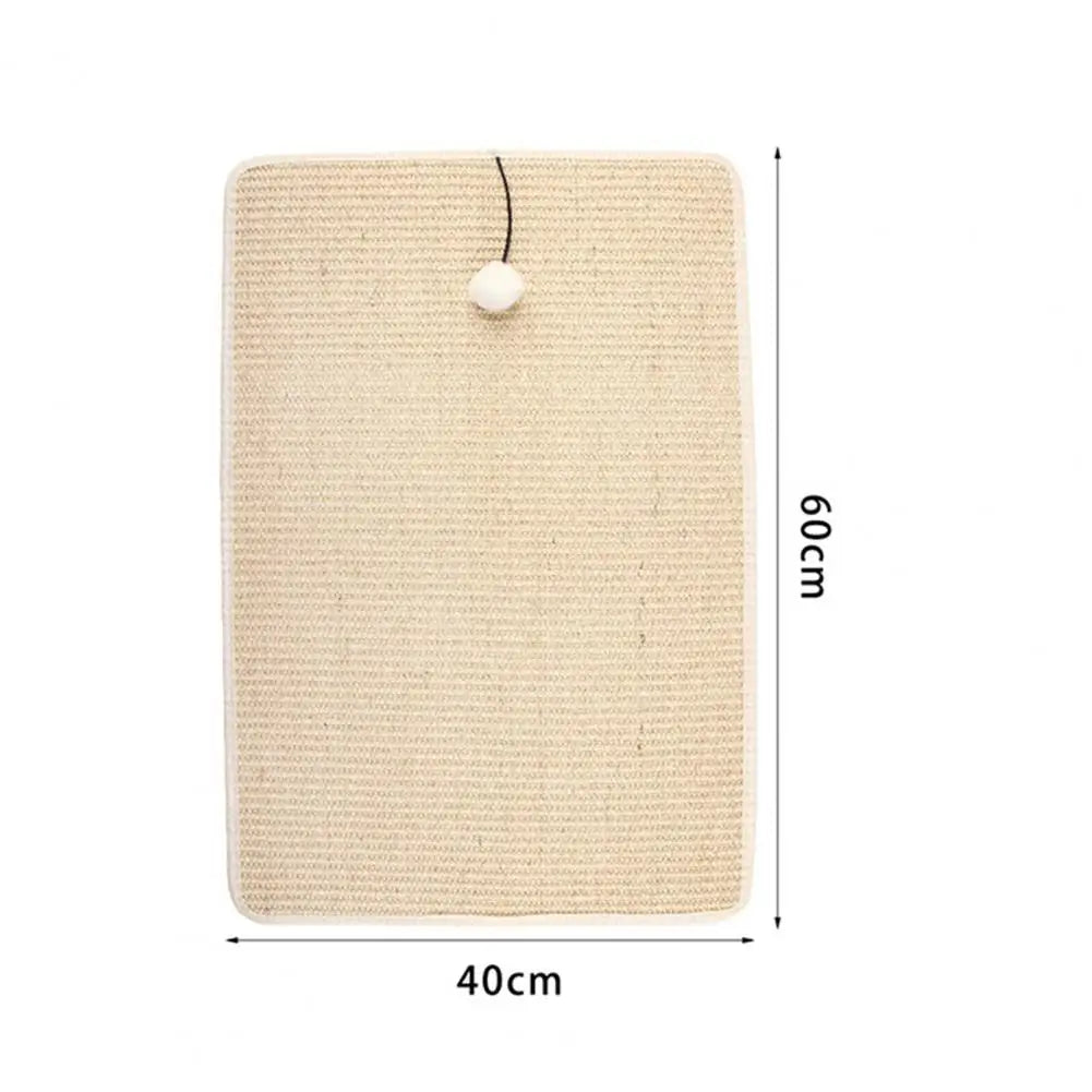 Cat Scratcher Mat，Natural Sisal Scratching Mat，with Plush Ball，Furniture Protector，Anti-Slip Walls Floors，Cat Scratcher Pad Rug