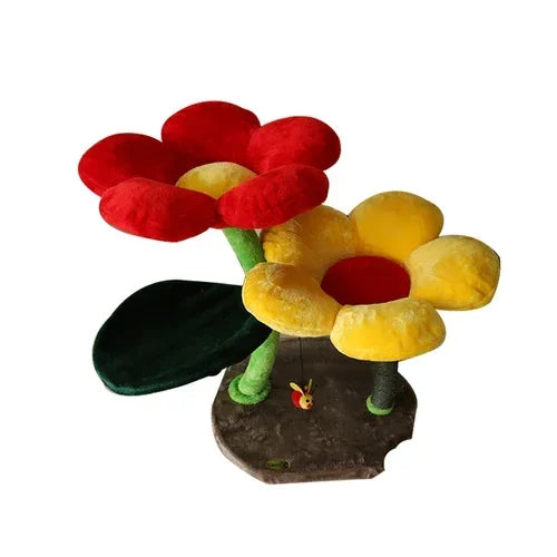 Interactive Cat Play Tower - Colorful Flower Climbing Rack, Scratch Board Sunflower Jumping Frame, Fun Pet Furniture