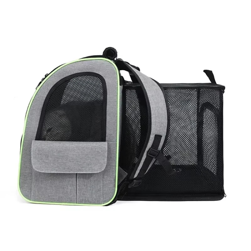 Portable Expandable Cat Bag Backpack Breathable Foldable Pet Carrier for Going Out