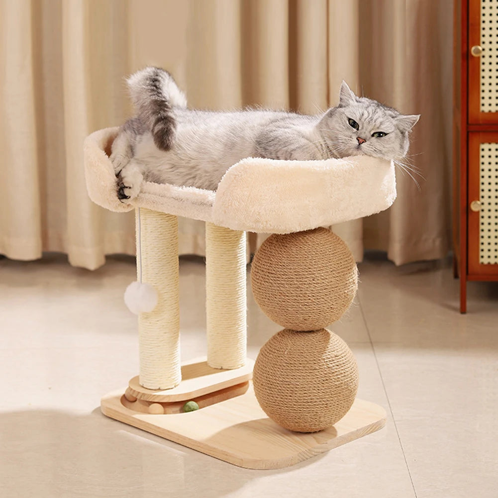 Cat Climbing Frame with Sisal Ball Cat Jumping Platform Breathable Integrated Sisal Bed Pet Supplies Climbing Frame
