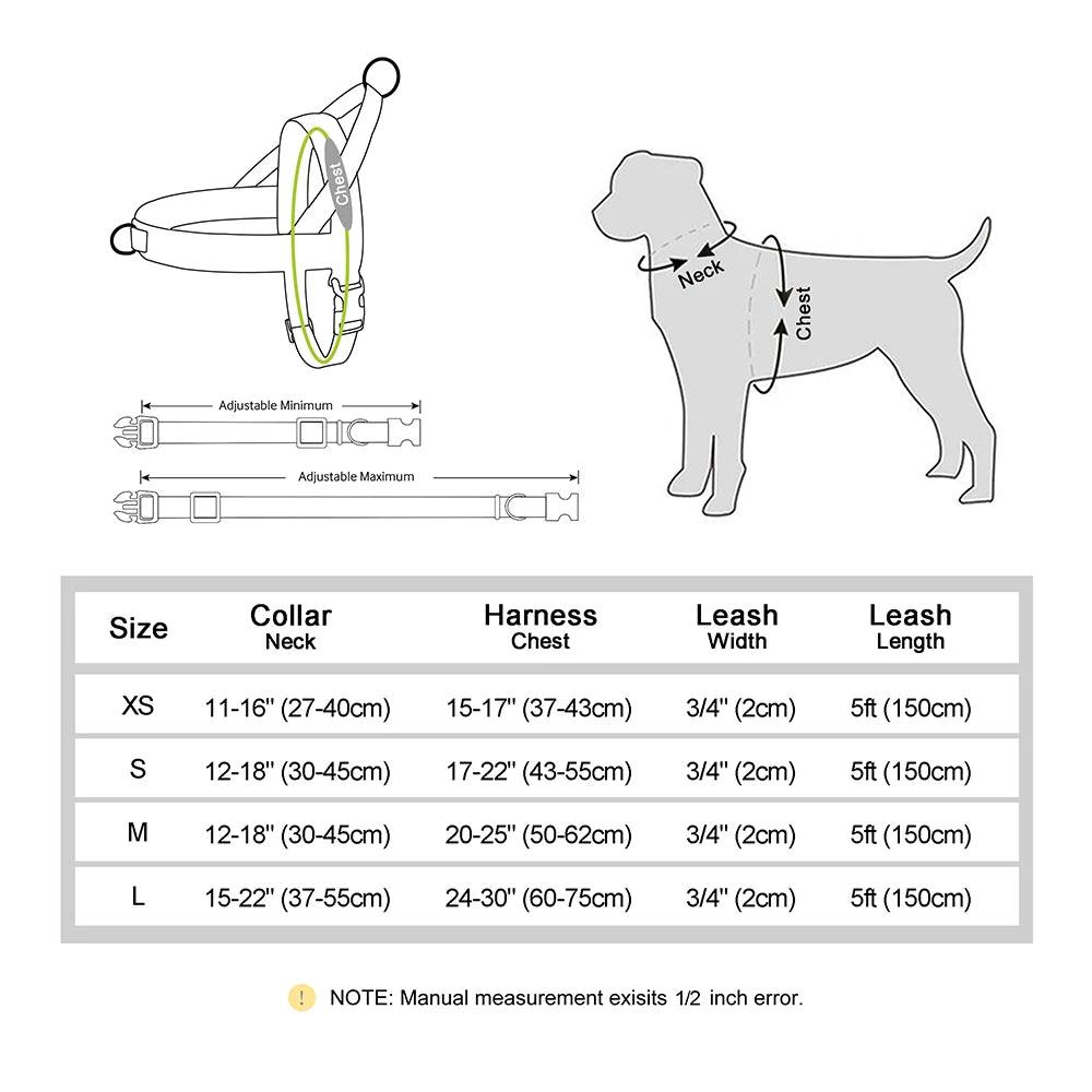 Personalized Nylon Dog Collar Leash Quick Control Harness Dogs Buckle Collars Leads Soft Padded Harness For Dogs Cats Perro
