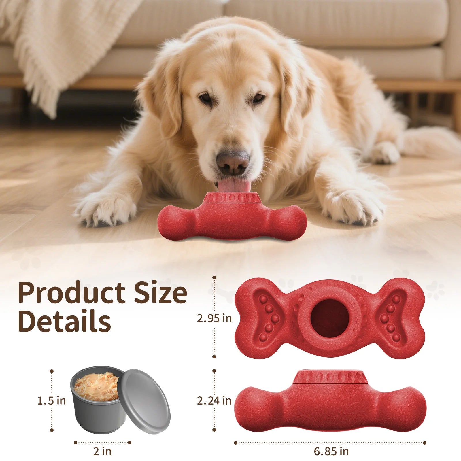 3in1 Chew Toy: Frozen Treat Dispenser for Aggressive Chewers, Large Dog Enrichment with Peanut Butter Grooves, Easy Clean