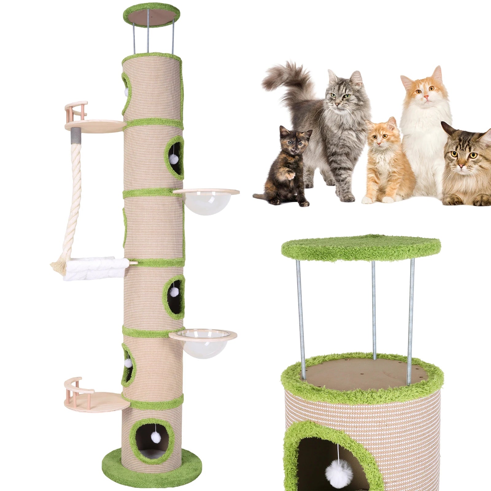 Forest Large Cat Tree with Sisal Scratching Pad Tall Cat Tree Tower Super Large Cat Tree Tower for Maine Coon Cats