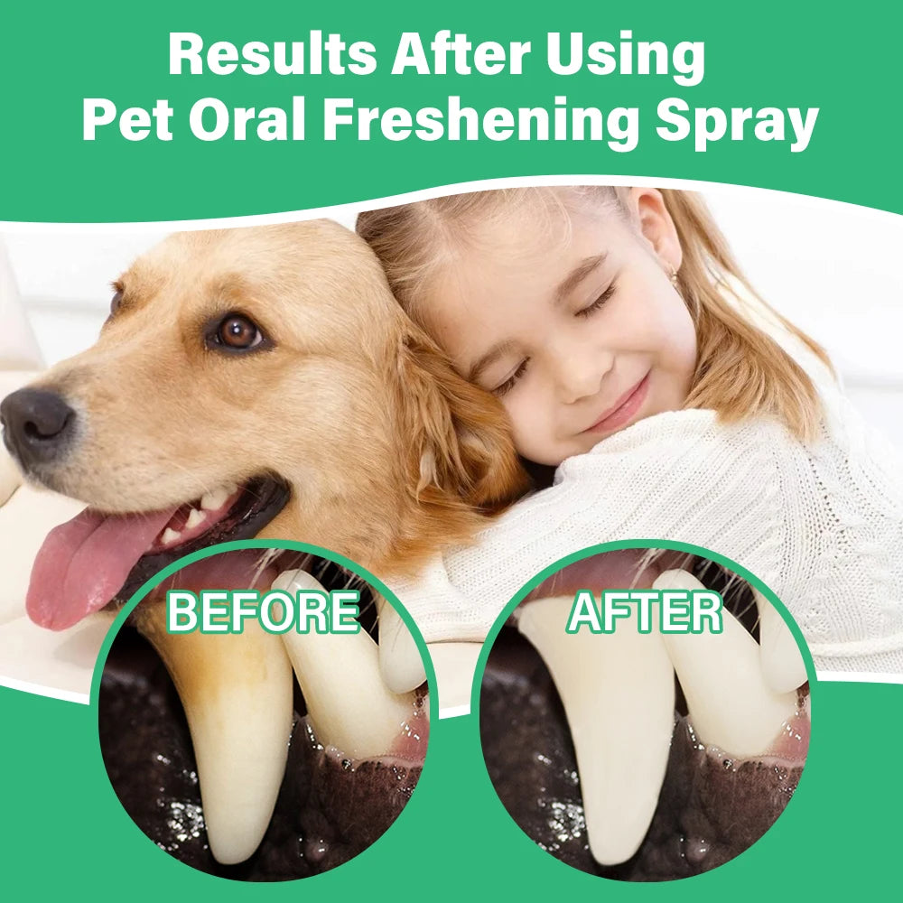 Ulroyda Pet Oral Freshening Spray Ice Cream Flavor Cleans Teeth Freshens Breath Tartar Control for Cats and Dogs