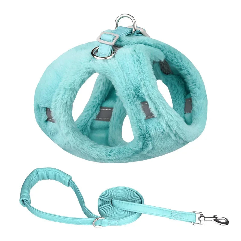 Warm Dog Cat Harness Leash Set Soft Plush Reflective Pet Chest Strap for Small Dogs Puppy Collar Chihuahua Yorkies Harness Vest