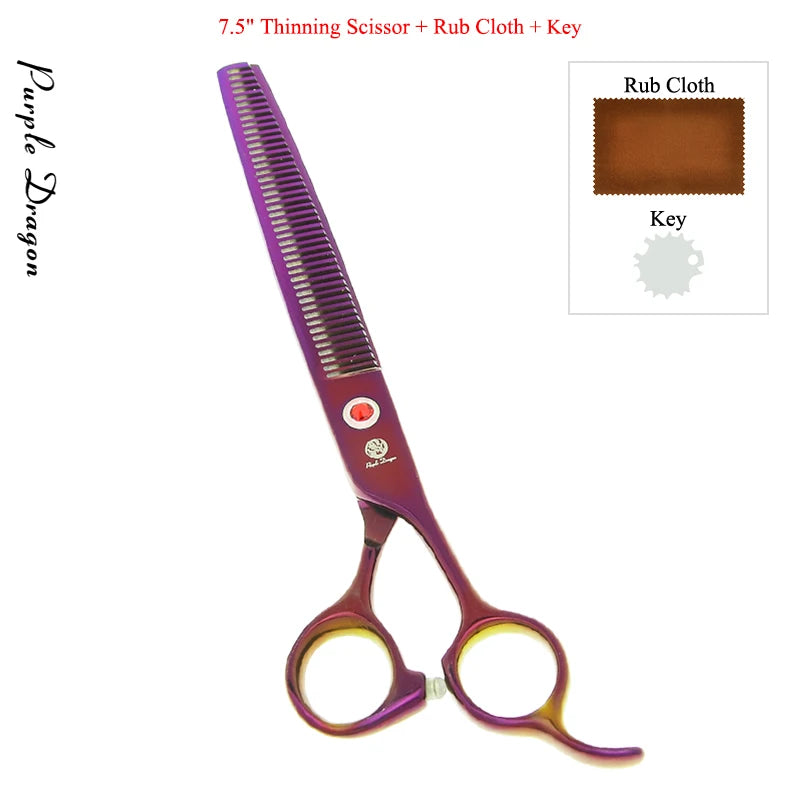 8.0" Purple Dragon Pet Grooming Scissors Sharp Edge Straight Curved Dog Cat Cutting Thinning Shear Animal Beauty Clippers B0046B