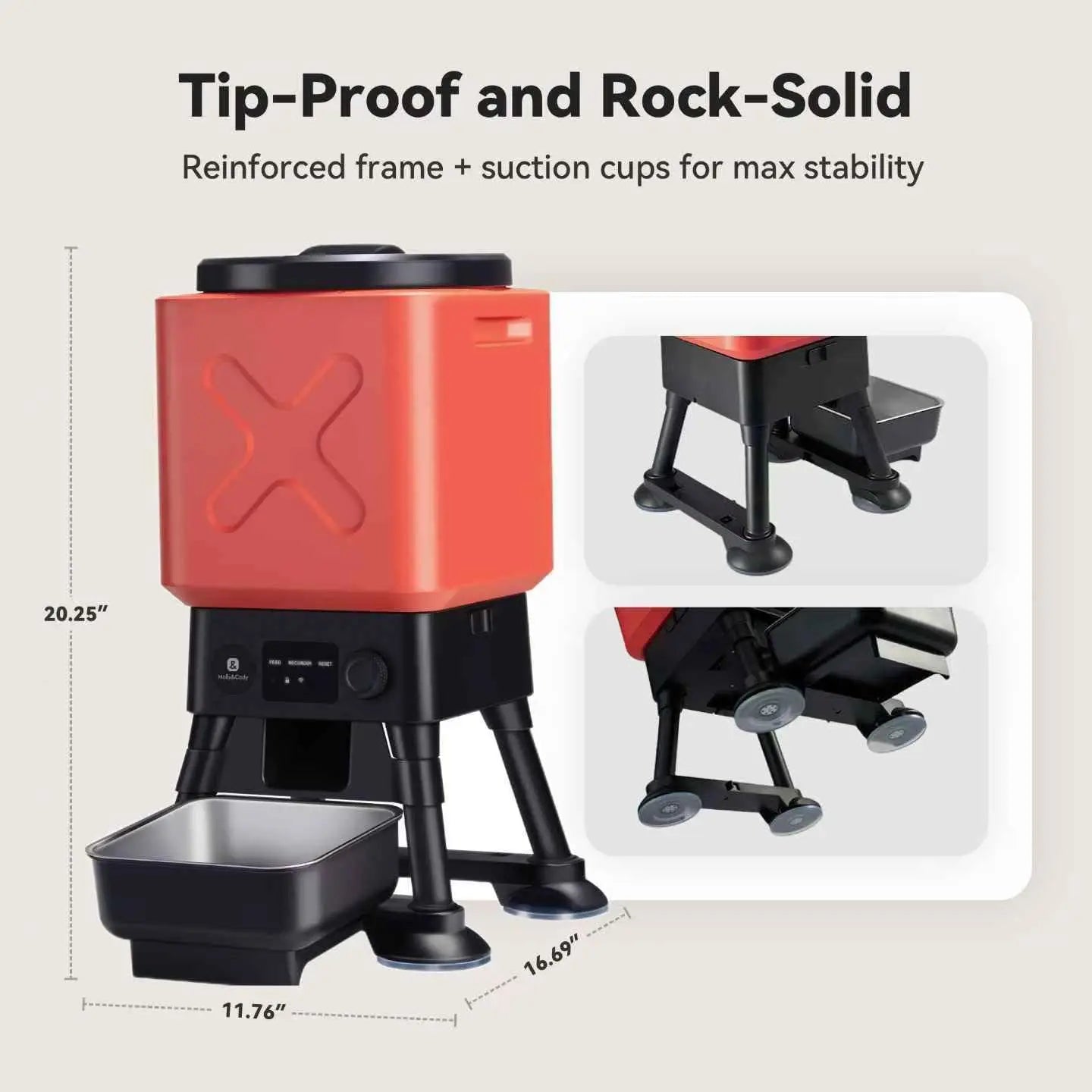 Automatic Dog Feeder for Large Dogs, 14L Capacity, Remote Feeding via App, Anti-Blockage System, Dual Power Supply